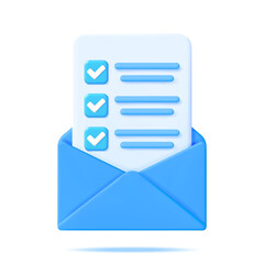 Poster - 3D Paper Envelope with Approved Document Isolated