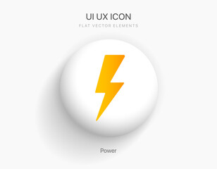 Aufkleber - 3D Power icon. Electricity or high voltage electric lightning strike. Energy and thunder electricity symbol.