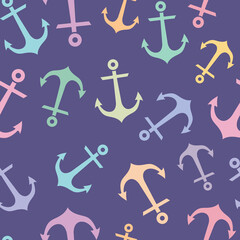 Poster - Colorful anchor vector pattern, seamless background
