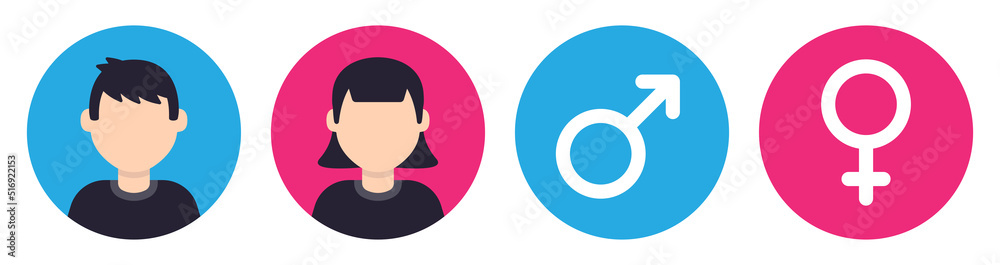 Vector de Stock Male and female character icon set. Vector illustration ...