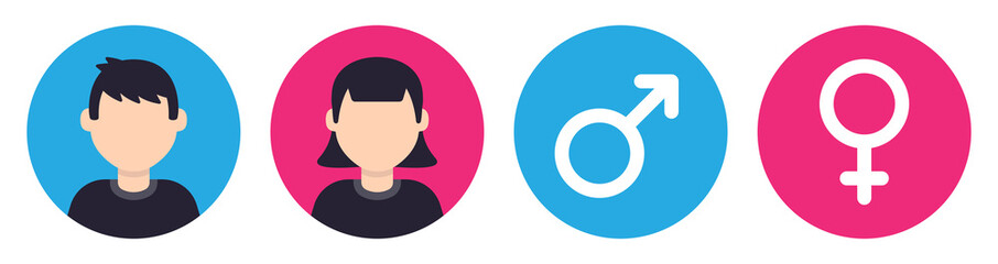 Aufkleber - Male and female character icon set. Vector illustration set of gender symbols.