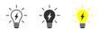 Lightning in light bulb icon. Light bulb symbol with lightning bolt inside. Vector illustration.