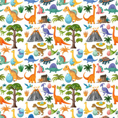 Poster - Cute dinosaur seamless pattern