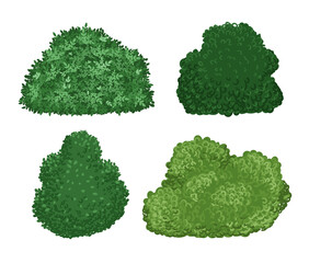 Wall Mural - Set of green bushes vector, green landscape elements