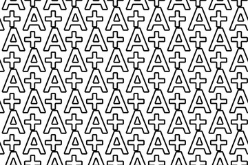 Poster - Seamless pattern completely filled with outlines of A plus symbols. Elements are evenly spaced. Vector illustration on white background