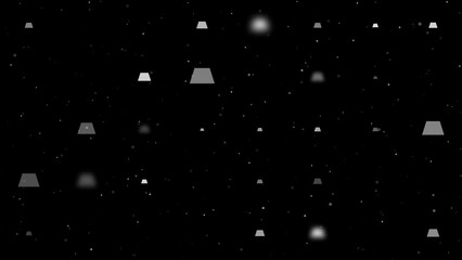 Poster - Template animation of evenly spaced trapezoid symbols of different sizes and opacity. Animation of transparency and size. Seamless looped 4k animation on black background with stars