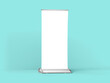 Rollup banner mockup isolated on turquoise color background