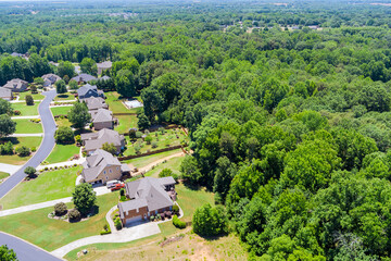 Poster - Small american town Boiling Springs of above aerial view sleeping area in South Carolina US