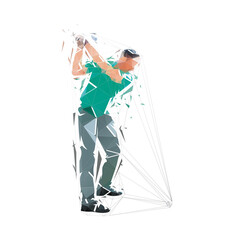 Wall Mural - Golf player, isolated low polygonal vector illustration. Golf swing