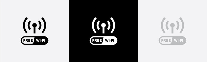 Poster - Free wi-fi icon. wi-fi point signal symbol. Wireless internet Sign, vector illustration