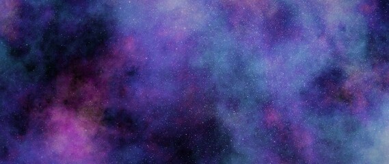 Abstract nebula background in bluish purple hues with scintillating stars. Computer-generated illustration