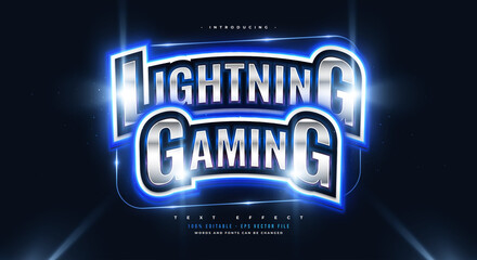 Wall Mural - editable text effect in e-sport style. blue e-sport text effect