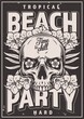 Beach party vintage monochrome flyer