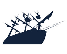 Sunken Pirate Ship Silhouette