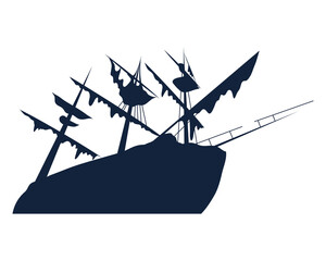 Sticker - sunken pirate ship silhouette