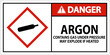 Danger Argon GHS Sign On White Background