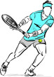 tennis player man guy running with racket vector illustration