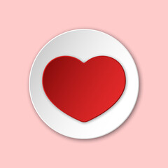 Wall Mural - Heart paper cut icon. Volumetric white round template with red gradient heart. Best for web, social media and mobile apps. EPS 10.