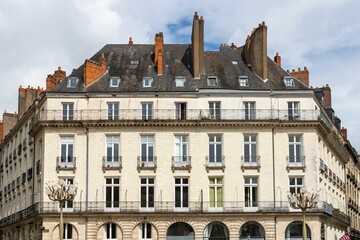 Canvas Print - Nantes, city in France, ancient buildings place Graslin