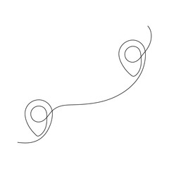 Poster - Location pointers continuous one line drawing. GPS navigation line route. Vector illustration isolated on white.