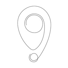 Poster - Location pointer continuous one line drawing. GPS navigation line route mark. Vector illustration isolated on white.