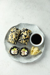 Wall Mural - Black rice sushi rolls with almond and eel