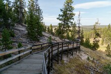 Wooden Walking Path Along Yellowstone National Park