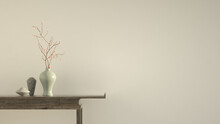 3D Rendering Of A Minimalistic Background With A Plant On A Table