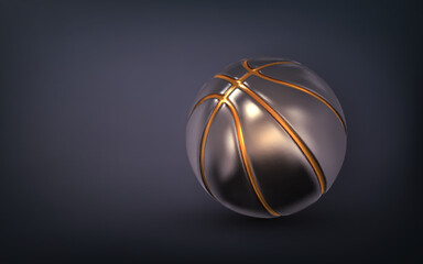 3d realistic golden basket ball. Gold basketball ball. Vector illustration