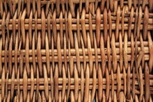 Rattan Wicker Basket Macro Textured Abstract Background. Eco Friendly Handmade Natural Home Material Concept. Weaved Interlace Woven Pattern. Easter Banner Poster Idea. Close-up, Mock Up, Flatlay 