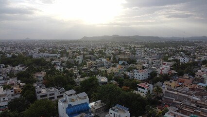 Sticker - Aerial view of the Aurangabad city in India on the sunrise