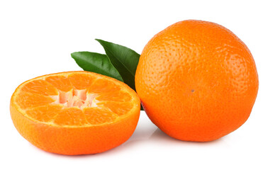 Wall Mural - Tangerine and slice isolated on a white background.