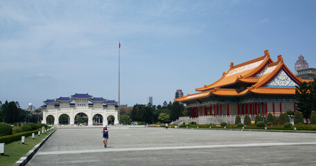 Wall Mural - Taipei, Taiwan  The front gate and National Theater and Concert Hall at Chiang Kai shek Memorial Hall in Taiwan