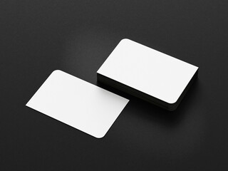 3D illustration. White business card on black background