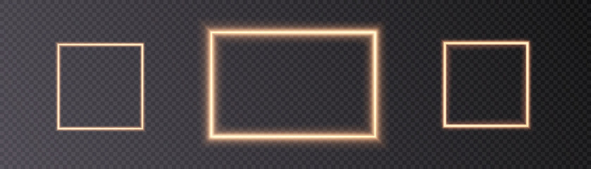 Leinwandbilder - Collection of Abstract Neon Square Frames for Designing Portraits, Invitations, Postcards. Vector PNG
