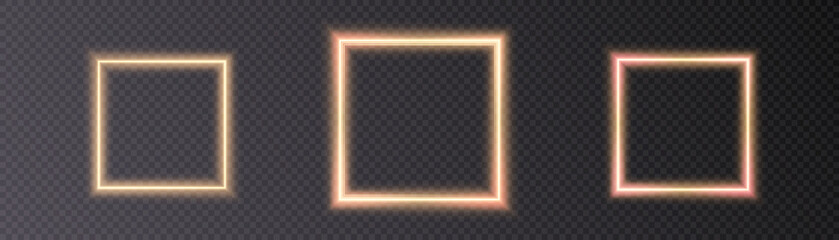 Leinwandbilder - Collection of Abstract Neon Square Frames for Designing Portraits, Invitations, Postcards. Vector PNG