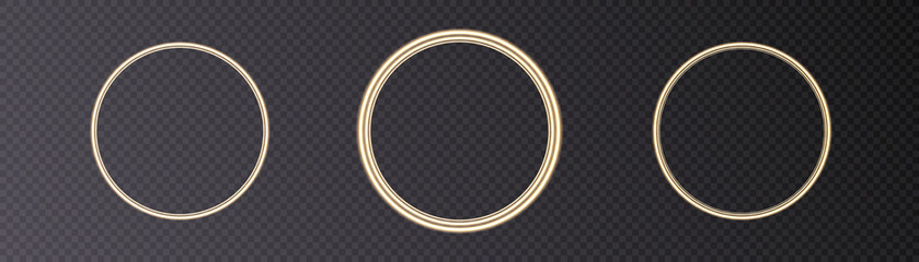 Aufkleber - Light gold circle. Round golden line light effect. Glowing golden circle. PNG. EPS vector