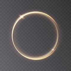 Fototapete - Light gold circle. Round golden line light effect. Glowing golden circle. PNG. EPS vector