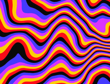 Abstract Op-art Trippy Background With Warped Acid Neon Lines.