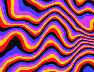 Fototapete - Abstract op-art trippy background with warped acid neon lines.