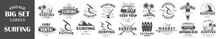 Set Of Vintage Surfing Labels. Posters, Stamps, Banners And Design Elements. Vector Illustration