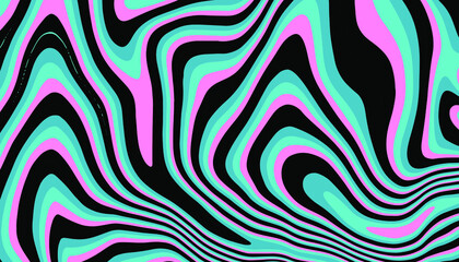 Poster - Abstract psychedelic trippy background in bright acidic neon colors. The 70s retro lava style.