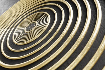 Poster - abstract background. golden circles on a black background. 3d render. 3d illustration