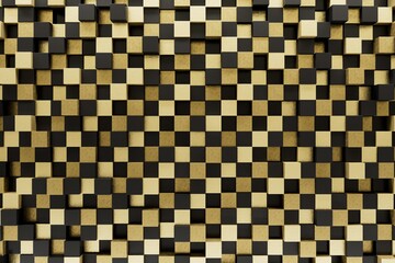 Poster - abstract background. a chessboard consisting of small white black and brown cubes. 3d rendering. 3d illustration