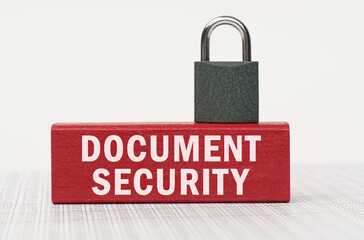 Poster - On the reports there is a red block with the inscription - Document Security and a lock.