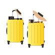 suitcases for travel with wheels and retractable handle, travel suitcases, set, vector illustration