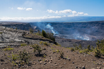 kilauea volcano and pit crater at hawaii volcanoes national park