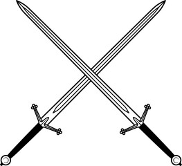 Wall Mural - Isolated Crossed Claymore Sword, Knight Sword in Vector