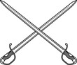 Isolated Crossed Military Sword in Vector