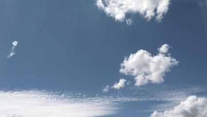 Canvas Print - Fresh and clean looking blue sky with fluffy clouds forming, time lapse.